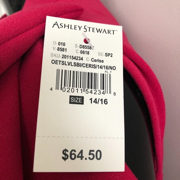 SOLD Ashley Stewart Fuschia Ruffle Bow Wide-leg Jumpsuit (14/16 Tall) - Picture 5 of 6